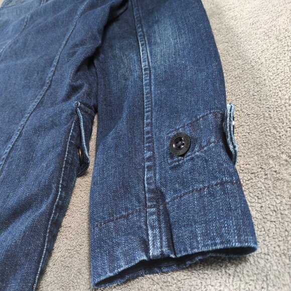 Vintage Ralph Lauren Jeans Co Women’s S Denim Toggle Coat Faux Fur Hood Plaid - Picture 13 of 16